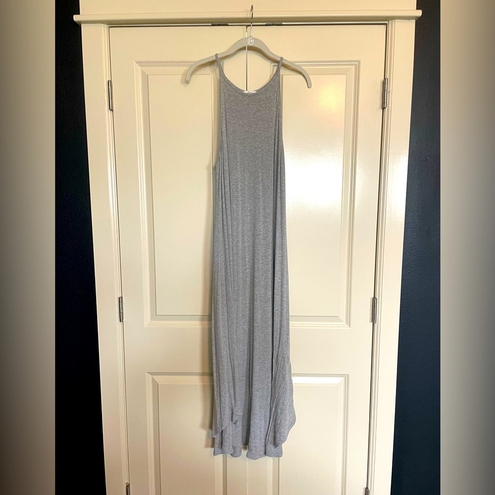 Gray high neck maxi dress